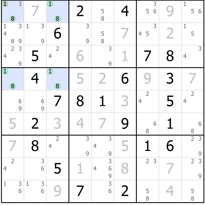 Position des candidats pour la solution de la Gr 59 page 62 du magazine de sudoku Virtuose n° 116