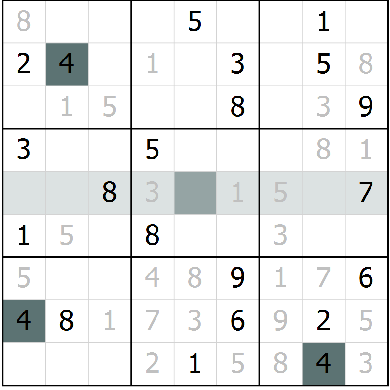 Position des candidats pour la solution de la Gr 6 page 9 du magazine de sudoku Virtuose n° 116