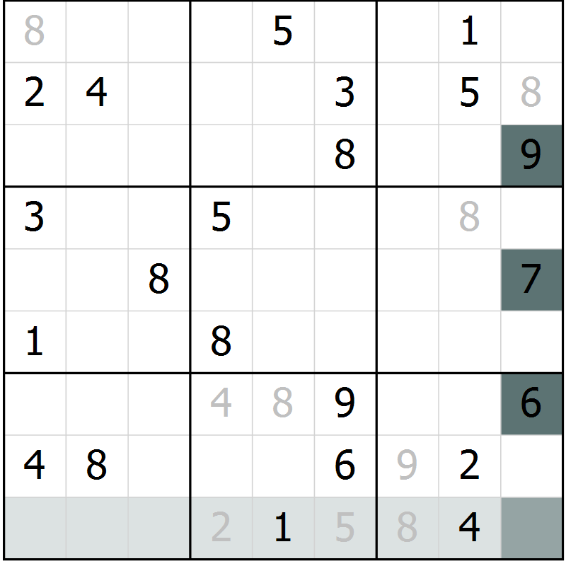 Position des candidats pour la solution de la Gr 6 page 9 du magazine de sudoku Virtuose n° 116
