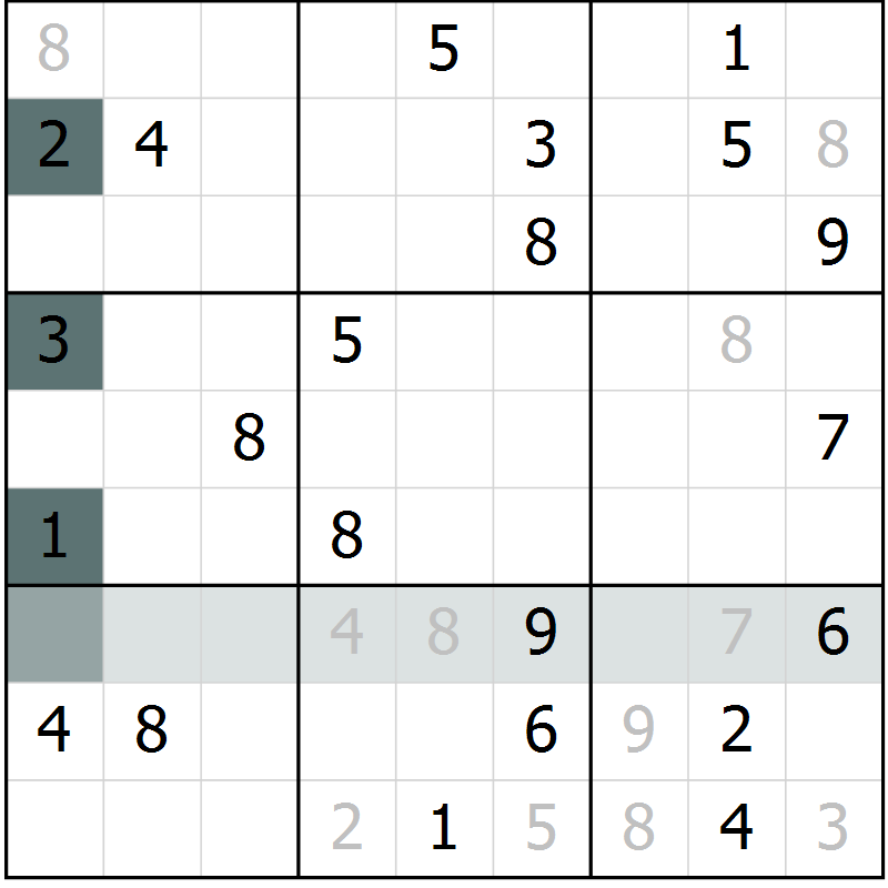 Position des candidats pour la solution de la Gr 6 page 9 du magazine de sudoku Virtuose n° 116