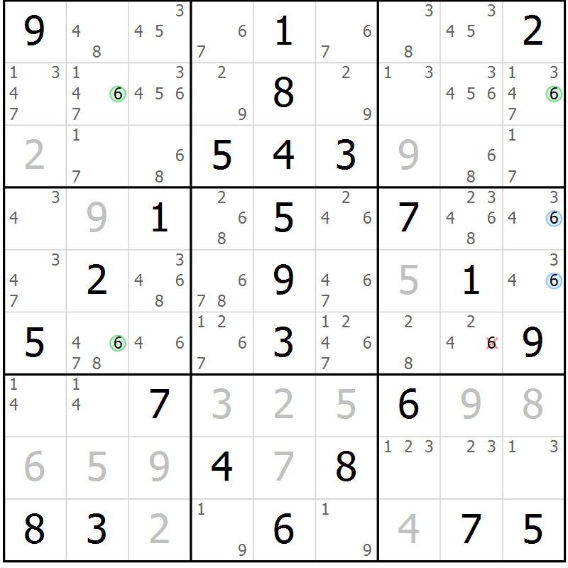 Position des candidats pour la solution de la Gr 60 page 63 du magazine de sudoku Virtuose n° 116