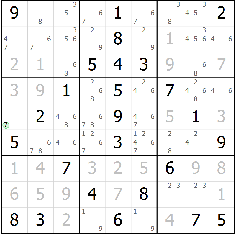 Position des candidats pour la solution de la Gr 60 page 63 du magazine de sudoku Virtuose n° 116