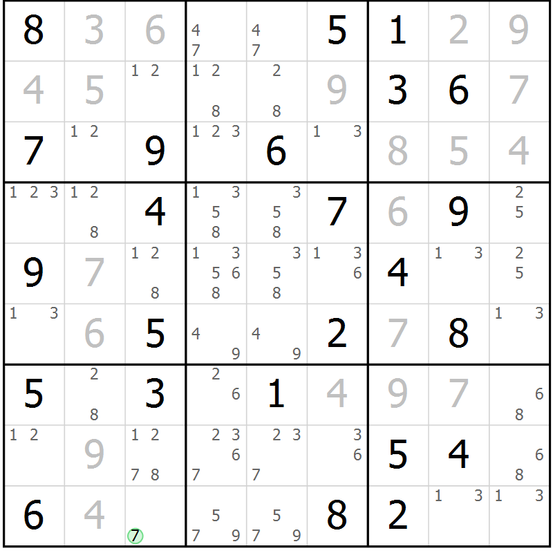 Position des candidats pour la solution de la Gr 61 page 64 du magazine de sudoku Virtuose n° 116