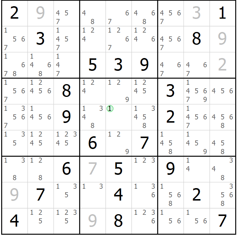 Position des candidats pour la solution de la Gr 62 page 65 du magazine de sudoku Virtuose n° 116