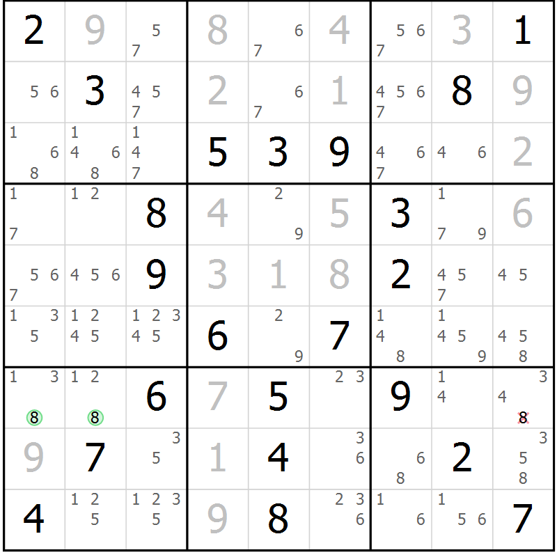 Position des candidats pour la solution de la Gr 62 page 65 du magazine de sudoku Virtuose n° 116