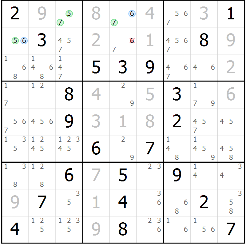 Position des candidats pour la solution de la Gr 62 page 65 du magazine de sudoku Virtuose n° 116