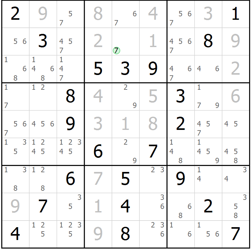 Position des candidats pour la solution de la Gr 62 page 65 du magazine de sudoku Virtuose n° 116