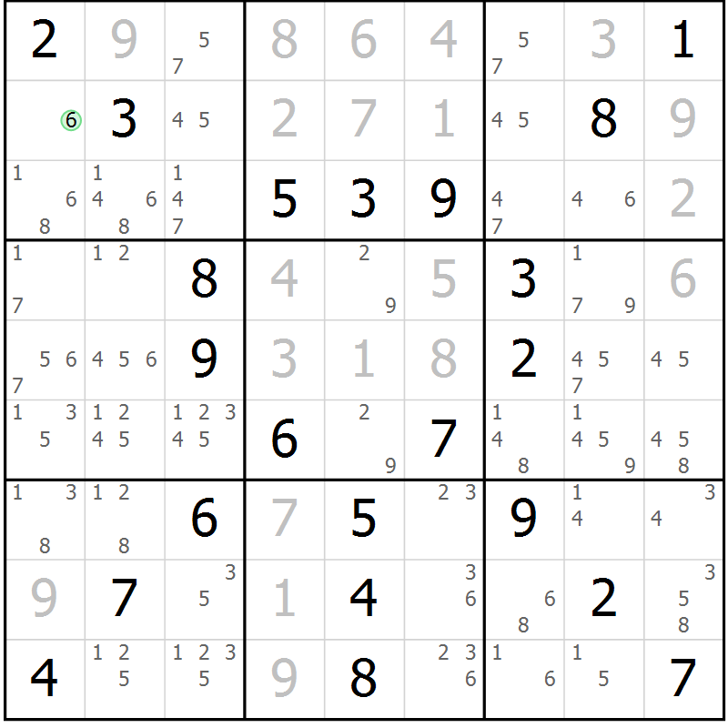 Position des candidats pour la solution de la Gr 62 page 65 du magazine de sudoku Virtuose n° 116
