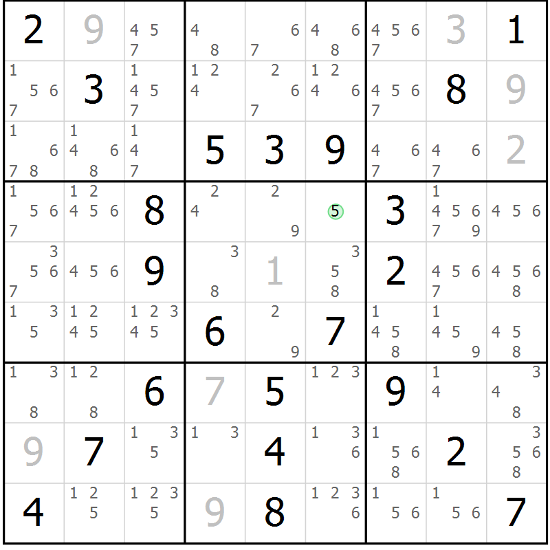 Position des candidats pour la solution de la Gr 62 page 65 du magazine de sudoku Virtuose n° 116