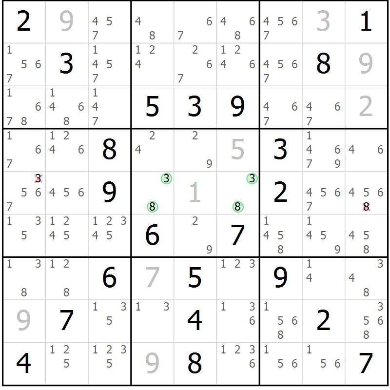 Position des candidats pour la solution de la Gr 62 page 65 du magazine de sudoku Virtuose n° 116