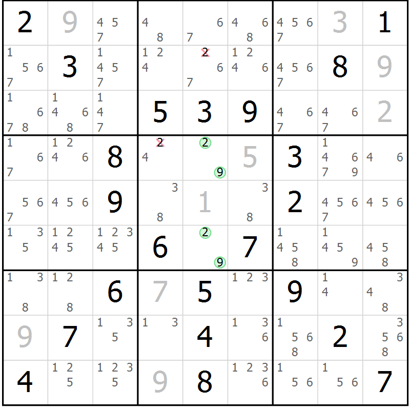 Position des candidats pour la solution de la Gr 62 page 65 du magazine de sudoku Virtuose n° 116