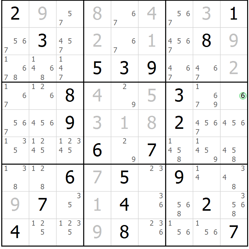 Position des candidats pour la solution de la Gr 62 page 65 du magazine de sudoku Virtuose n° 116