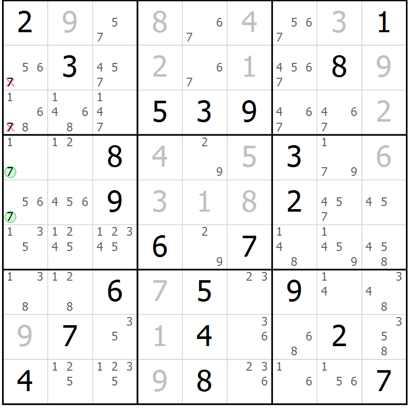 Position des candidats pour la solution de la Gr 62 page 65 du magazine de sudoku Virtuose n° 116