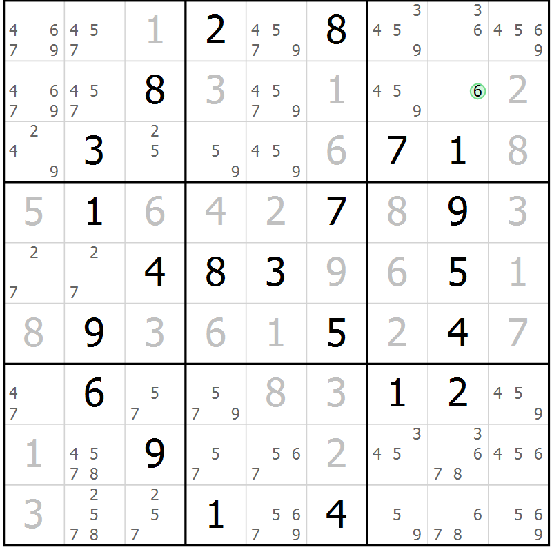 Position des candidats pour la solution de la Gr 63 page 66 du magazine de sudoku Virtuose n° 116