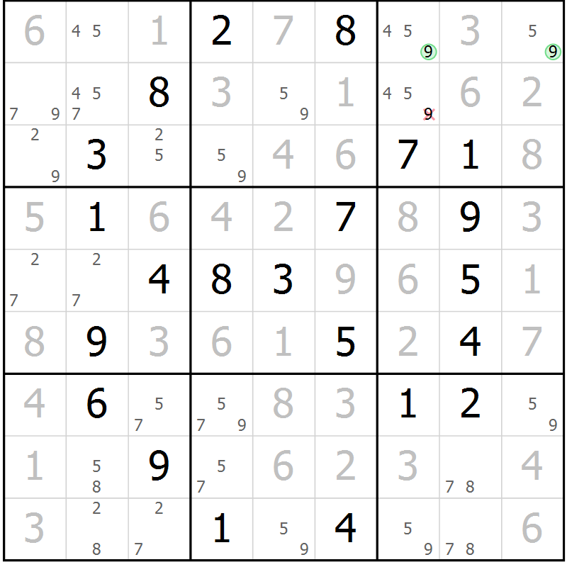 Position des candidats pour la solution de la Gr 63 page 66 du magazine de sudoku Virtuose n° 116