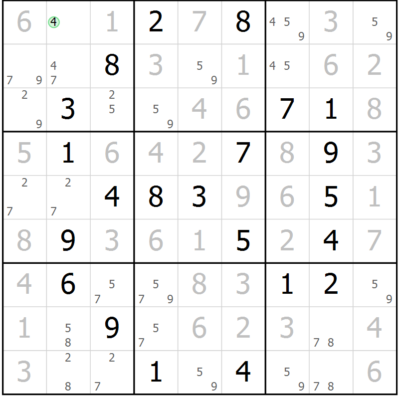 Position des candidats pour la solution de la Gr 63 page 66 du magazine de sudoku Virtuose n° 116