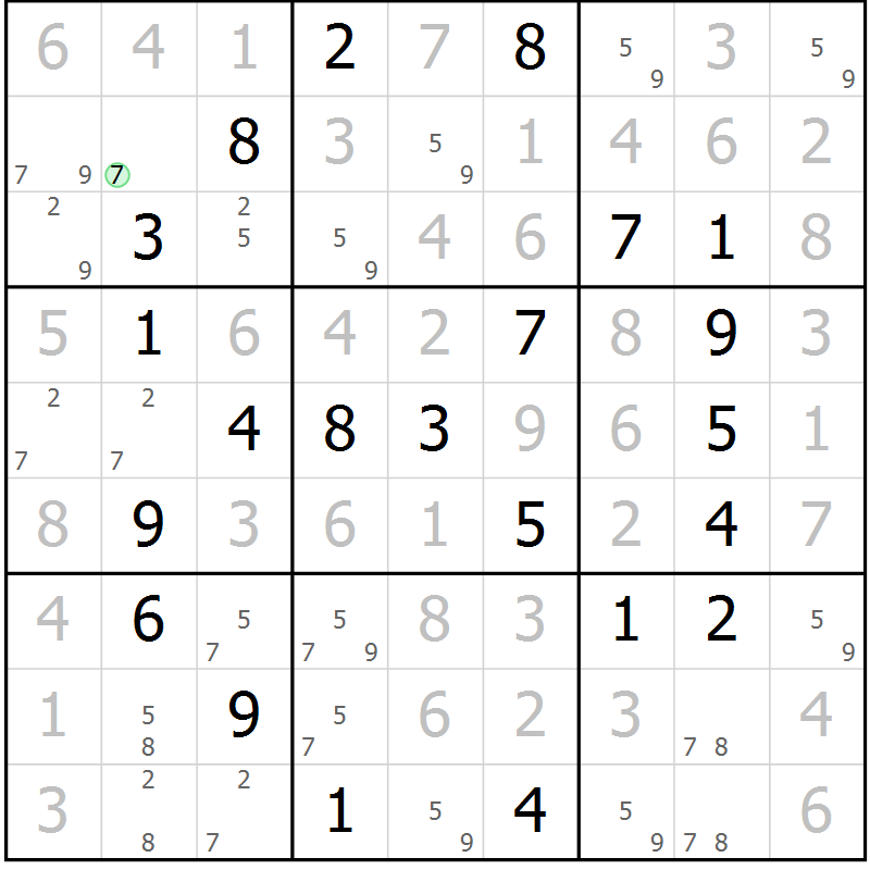 Position des candidats pour la solution de la Gr 63 page 66 du magazine de sudoku Virtuose n° 116