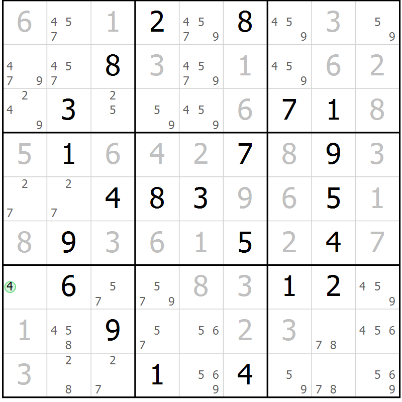 Position des candidats pour la solution de la Gr 63 page 66 du magazine de sudoku Virtuose n° 116