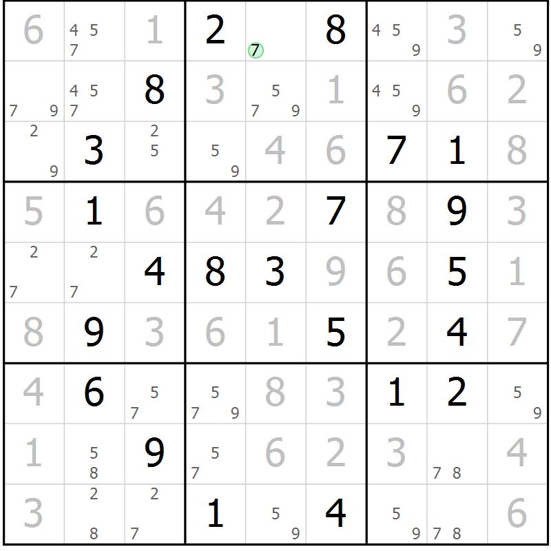Position des candidats pour la solution de la Gr 63 page 66 du magazine de sudoku Virtuose n° 116