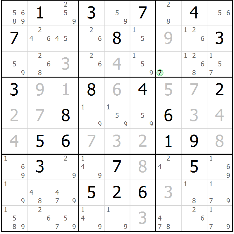 Position des candidats pour la solution de la Gr 66 page 69 du magazine de sudoku Virtuose n° 116