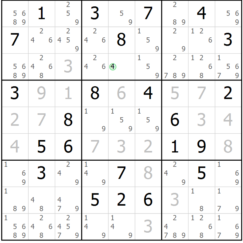 Position des candidats pour la solution de la Gr 66 page 69 du magazine de sudoku Virtuose n° 116