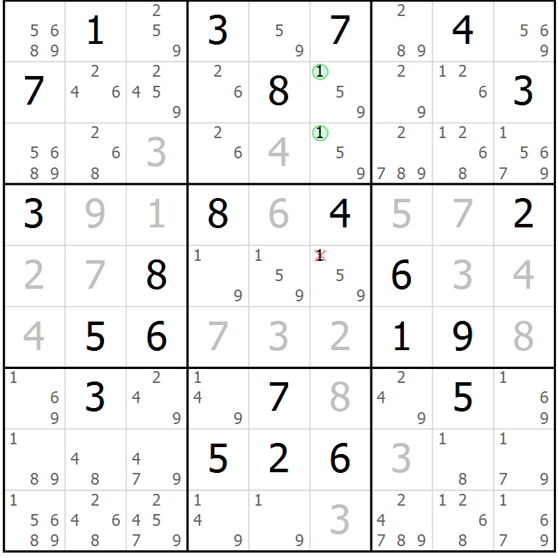 Position des candidats pour la solution de la Gr 66 page 69 du magazine de sudoku Virtuose n° 116