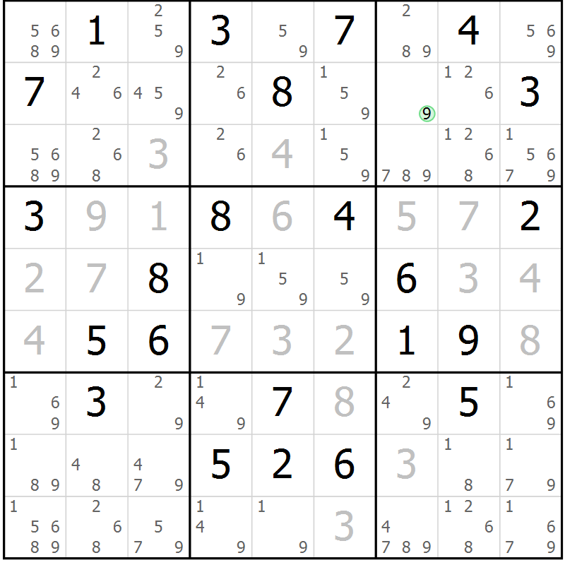 Position des candidats pour la solution de la Gr 66 page 69 du magazine de sudoku Virtuose n° 116