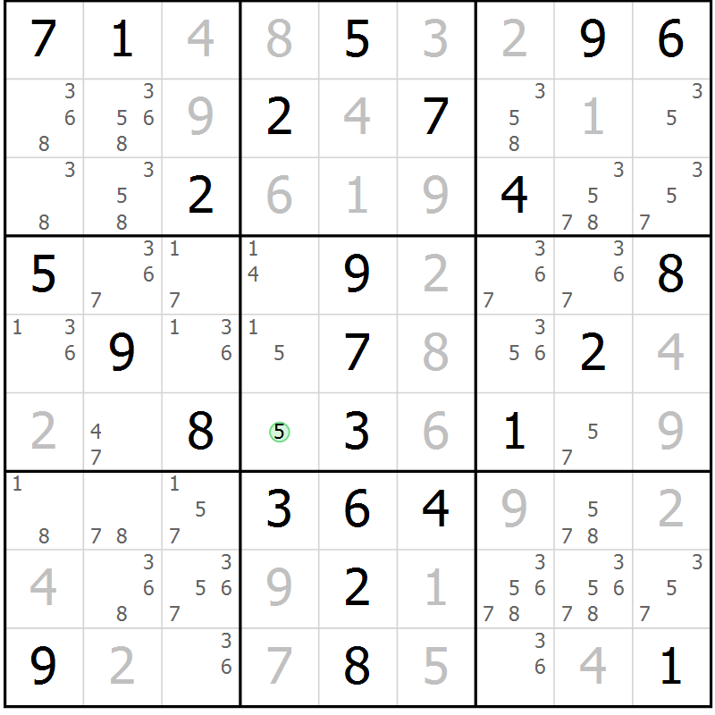 Position des candidats pour la solution de la Gr 67 page 70 du magazine de sudoku Virtuose n° 116