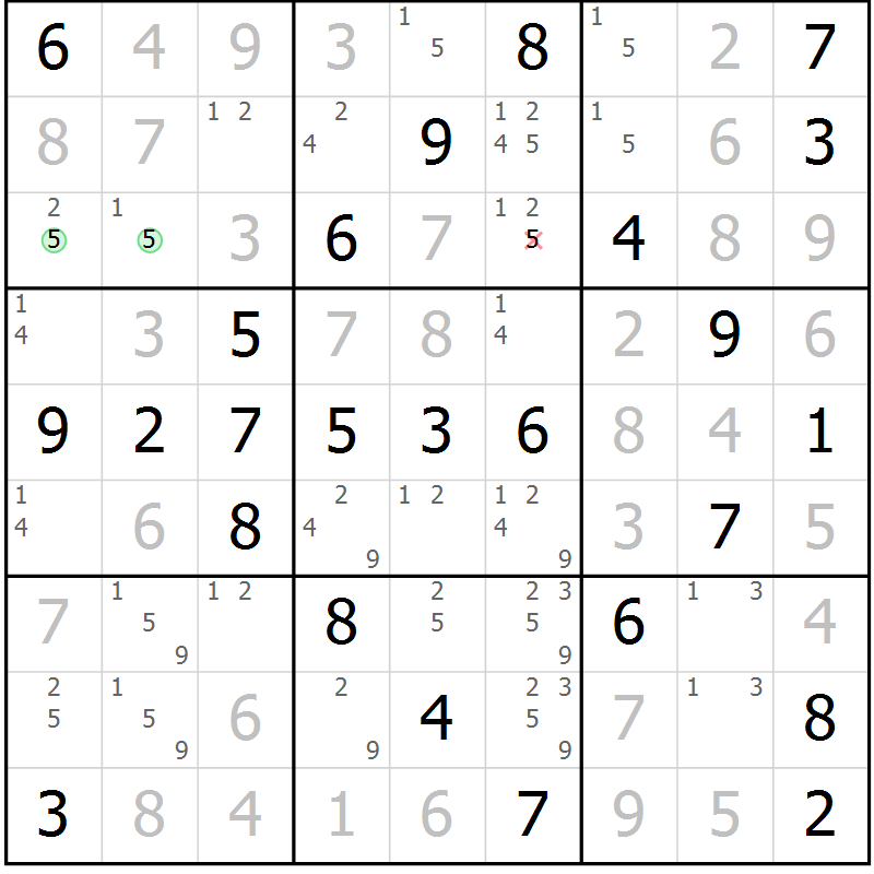 Position des candidats pour la solution de la Gr 68 page 71 du magazine de sudoku Virtuose n° 116