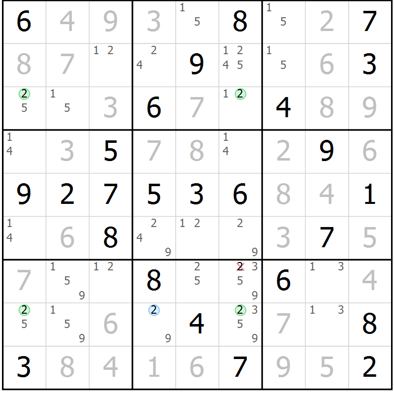 Position des candidats pour la solution de la Gr 68 page 71 du magazine de sudoku Virtuose n° 116