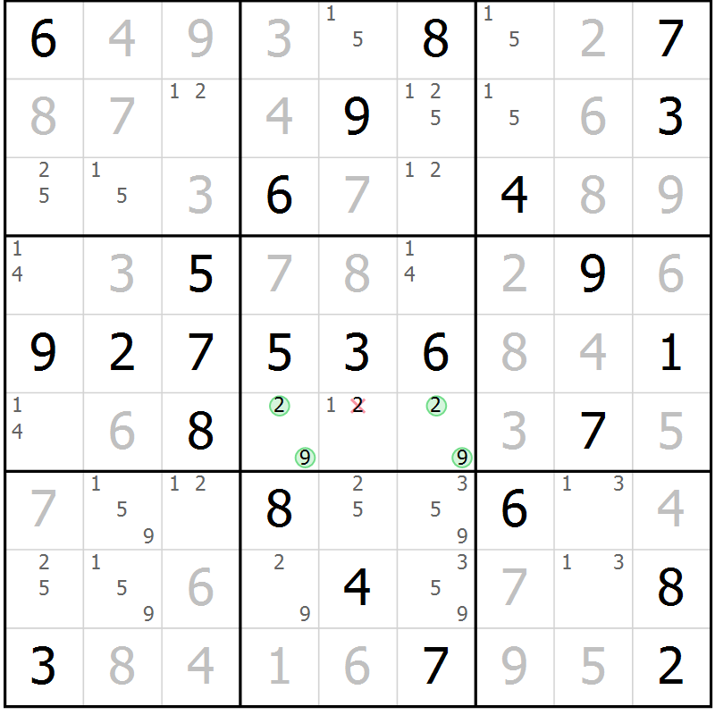 Position des candidats pour la solution de la Gr 68 page 71 du magazine de sudoku Virtuose n° 116