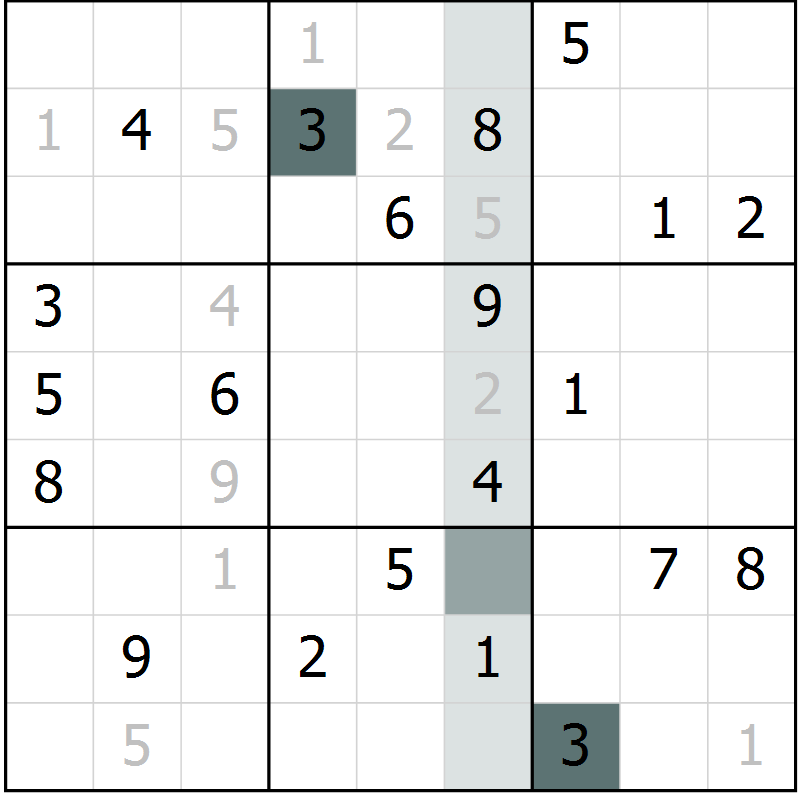 Position des candidats pour la solution de la Gr 7 page 10 du magazine de sudoku Virtuose n° 116