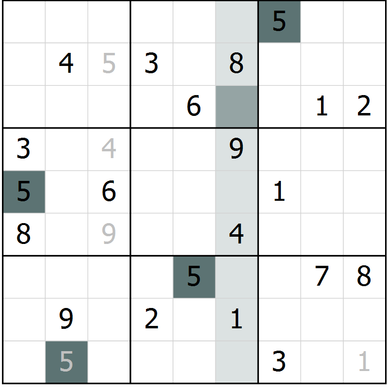 Position des candidats pour la solution de la Gr 7 page 10 du magazine de sudoku Virtuose n° 116