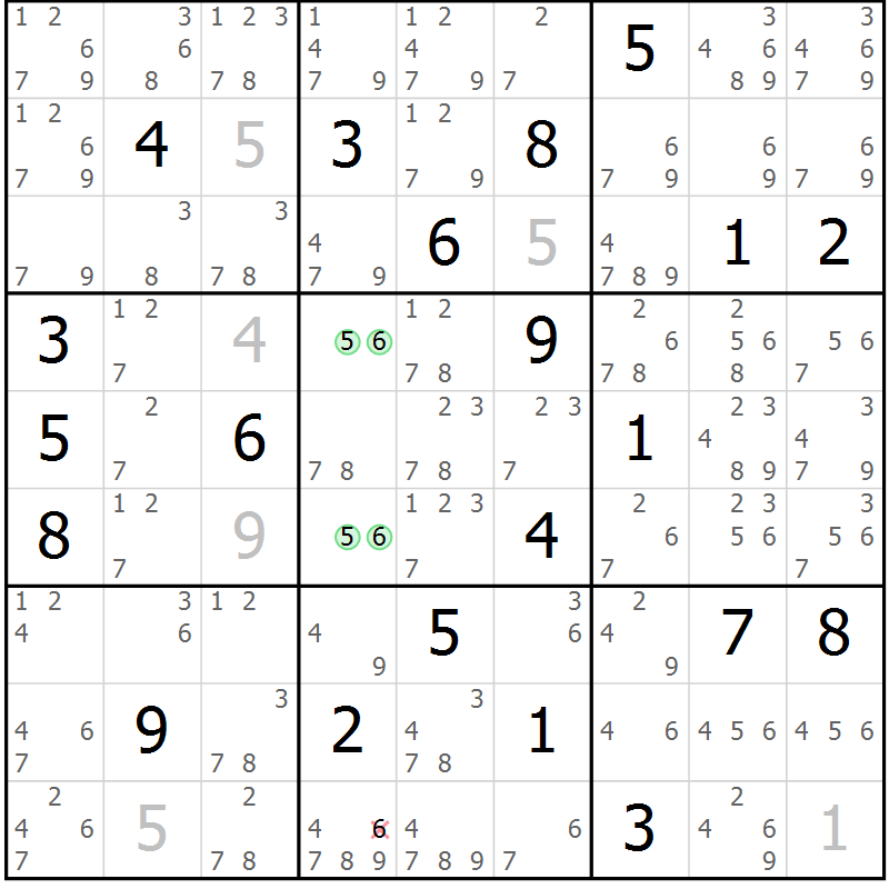 Position des candidats pour la solution de la Gr 7 page 10 du magazine de sudoku Virtuose n° 116