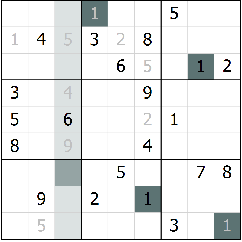 Position des candidats pour la solution de la Gr 7 page 10 du magazine de sudoku Virtuose n° 116