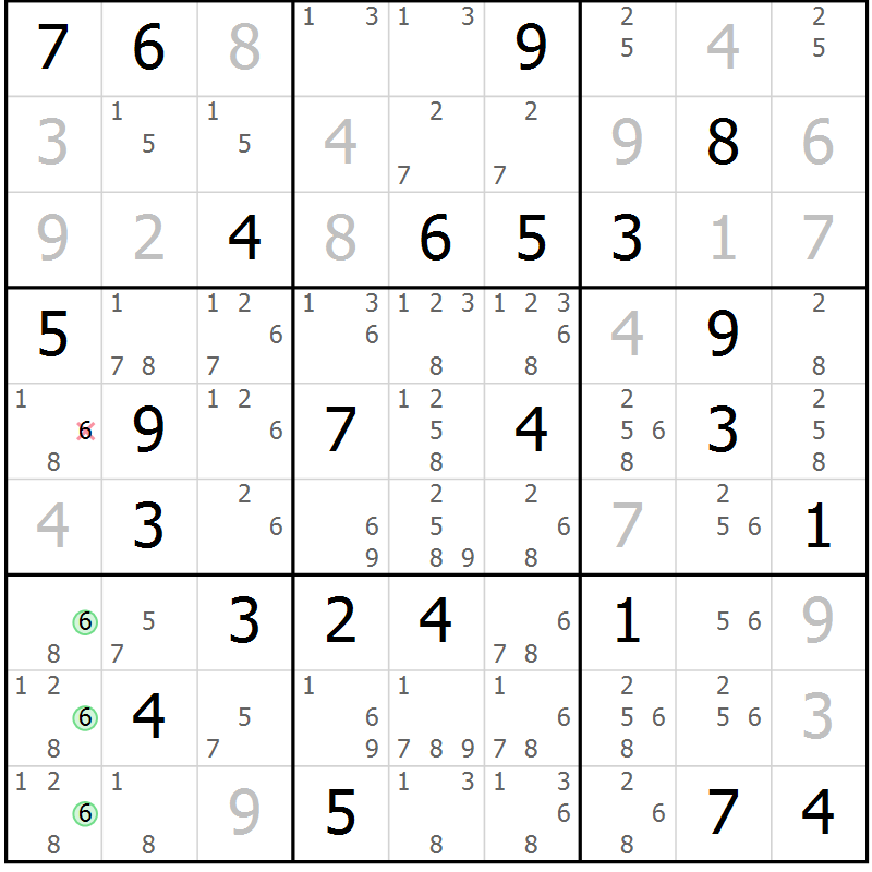 Position des candidats pour la solution de la Gr 70 page 73 du magazine de sudoku Virtuose n° 116