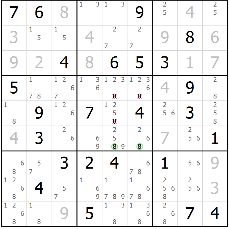 Position des candidats pour la solution de la Gr 70 page 73 du magazine de sudoku Virtuose n° 116