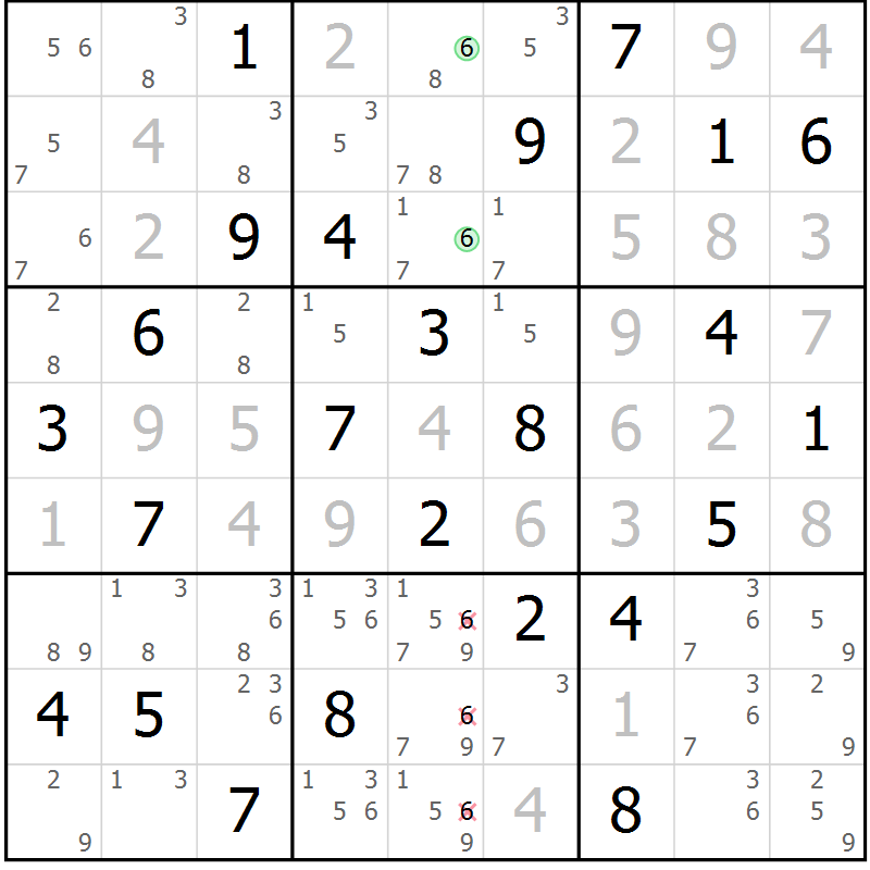 Position des candidats pour la solution de la Gr 75 page 78 du magazine de sudoku Virtuose n° 116