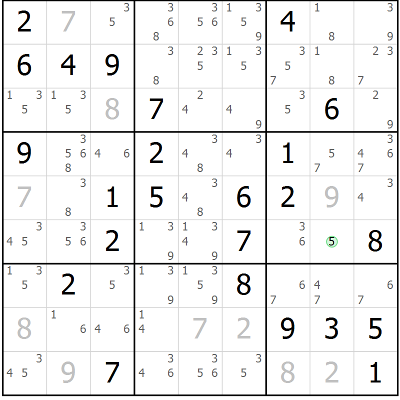 Position des candidats pour la solution de la Gr 76 page 79 du magazine de sudoku Virtuose n° 116