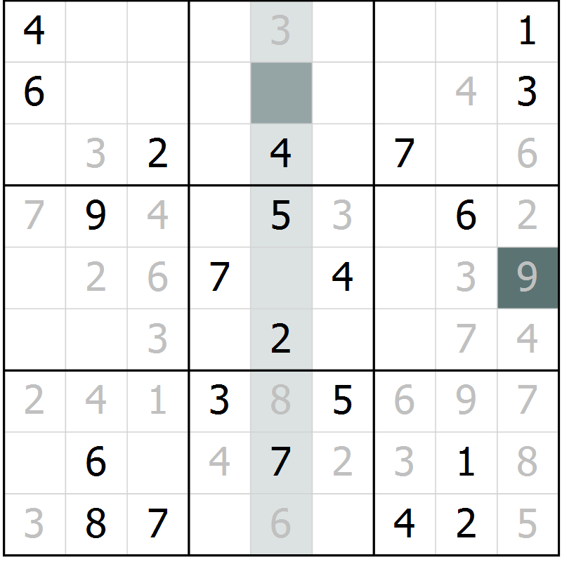 Position des candidats pour la solution de la Gr 8 page 11 du magazine de sudoku Virtuose n° 116