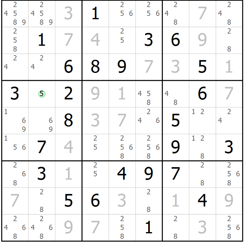 Position des candidats pour la solution de la Gr 80 page 83 du magazine de sudoku Virtuose n° 116