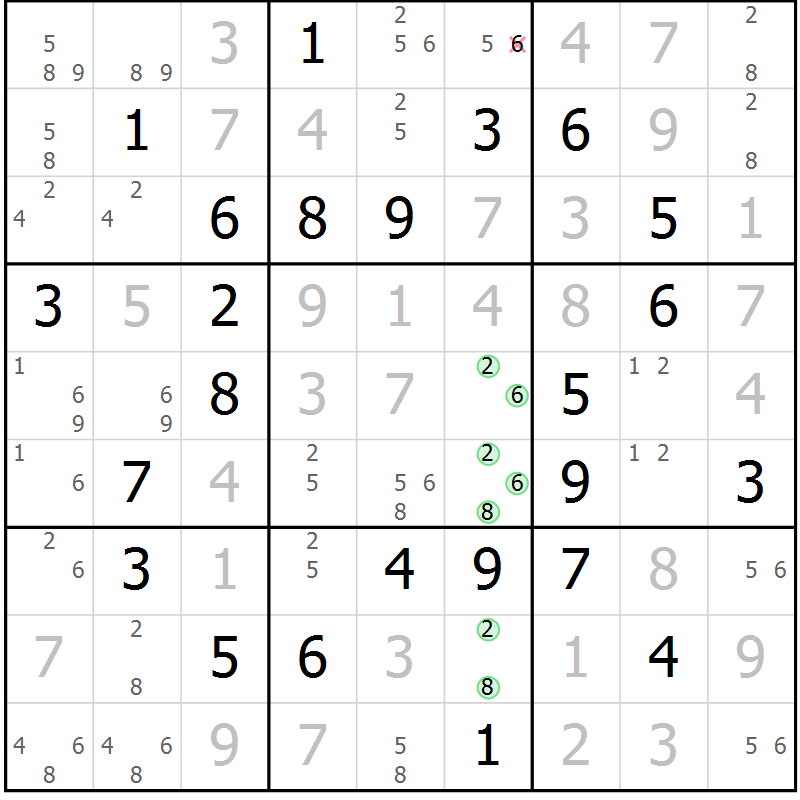 Position des candidats pour la solution de la Gr 80 page 83 du magazine de sudoku Virtuose n° 116