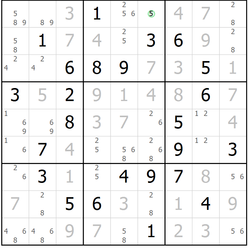 Position des candidats pour la solution de la Gr 80 page 83 du magazine de sudoku Virtuose n° 116