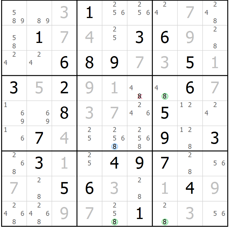 Position des candidats pour la solution de la Gr 80 page 83 du magazine de sudoku Virtuose n° 116