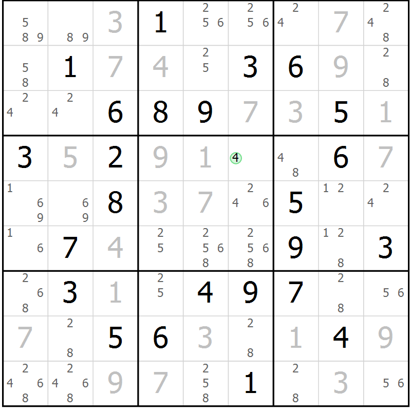 Position des candidats pour la solution de la Gr 80 page 83 du magazine de sudoku Virtuose n° 116