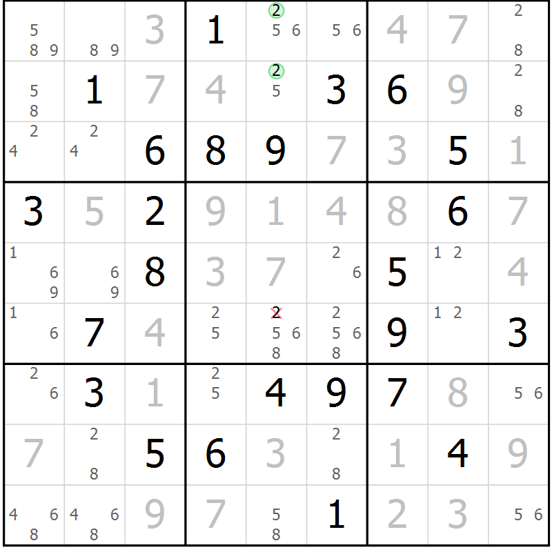 Position des candidats pour la solution de la Gr 80 page 83 du magazine de sudoku Virtuose n° 116