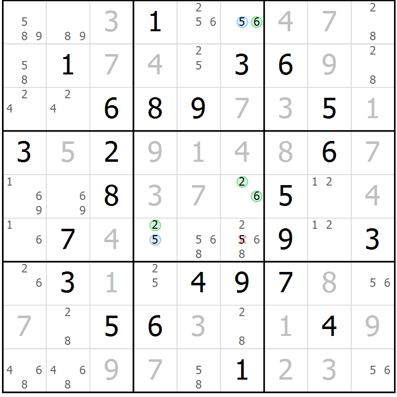 Position des candidats pour la solution de la Gr 80 page 83 du magazine de sudoku Virtuose n° 116