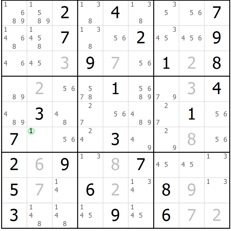 Position des candidats pour la solution de la Gr 83 page 86 du magazine de sudoku Virtuose n° 116
