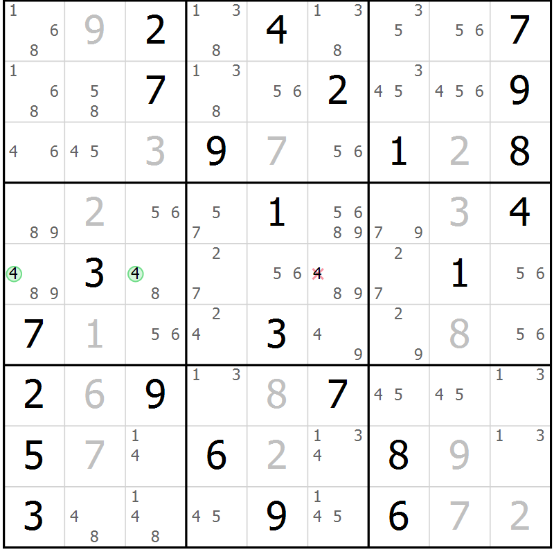Position des candidats pour la solution de la Gr 83 page 86 du magazine de sudoku Virtuose n° 116