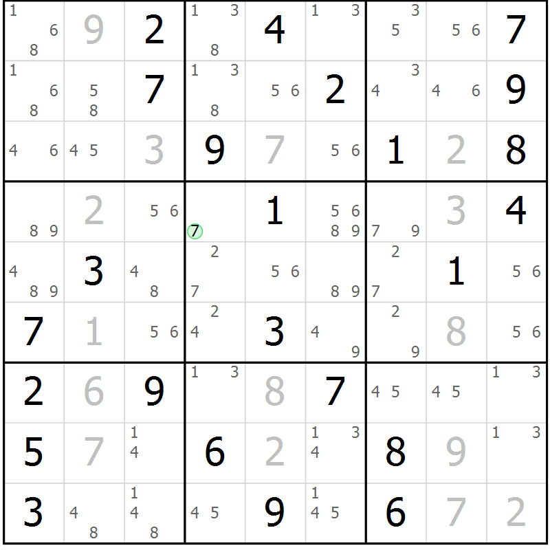 Position des candidats pour la solution de la Gr 83 page 86 du magazine de sudoku Virtuose n° 116